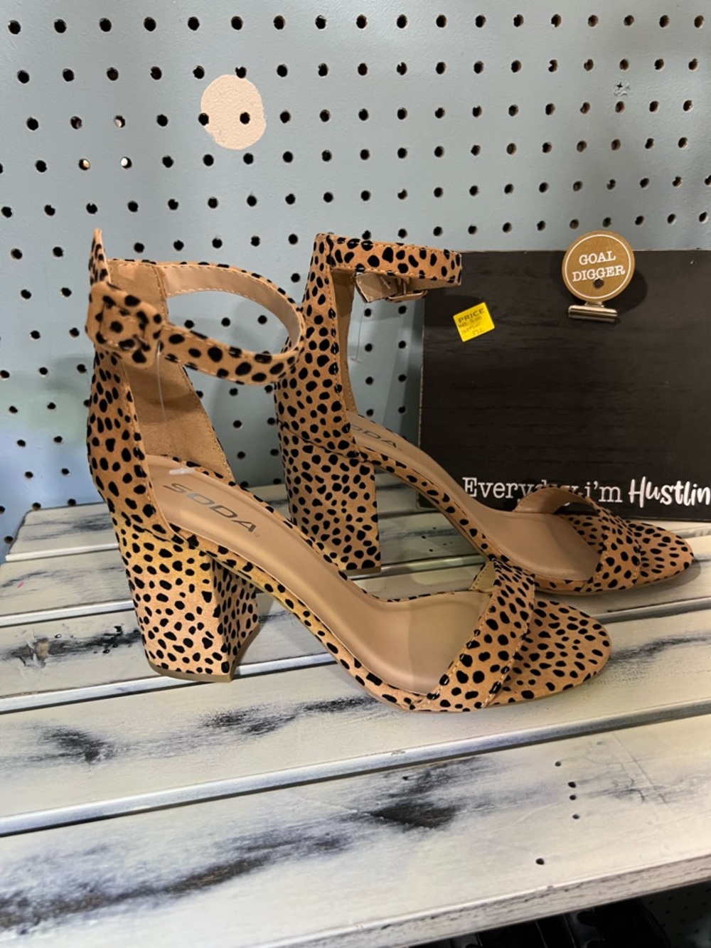 Soda Leopard Print Block Heel Sandals – Size 10
